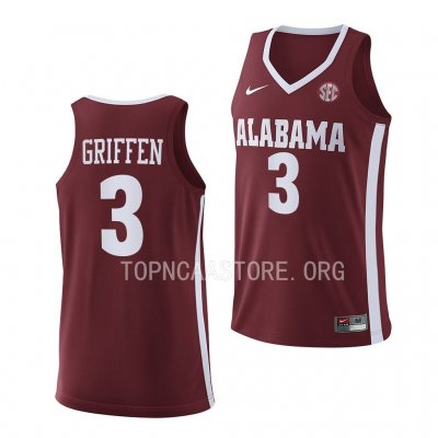 Men's Alabama Crimson Tide #3 Rylan Griffen Crimson Replica NCAA 2022-23 College Basketball Jersey 2403JFWM8